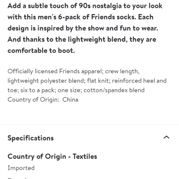 NWT Friends 6-Pack Socks - Picture 3 of 3